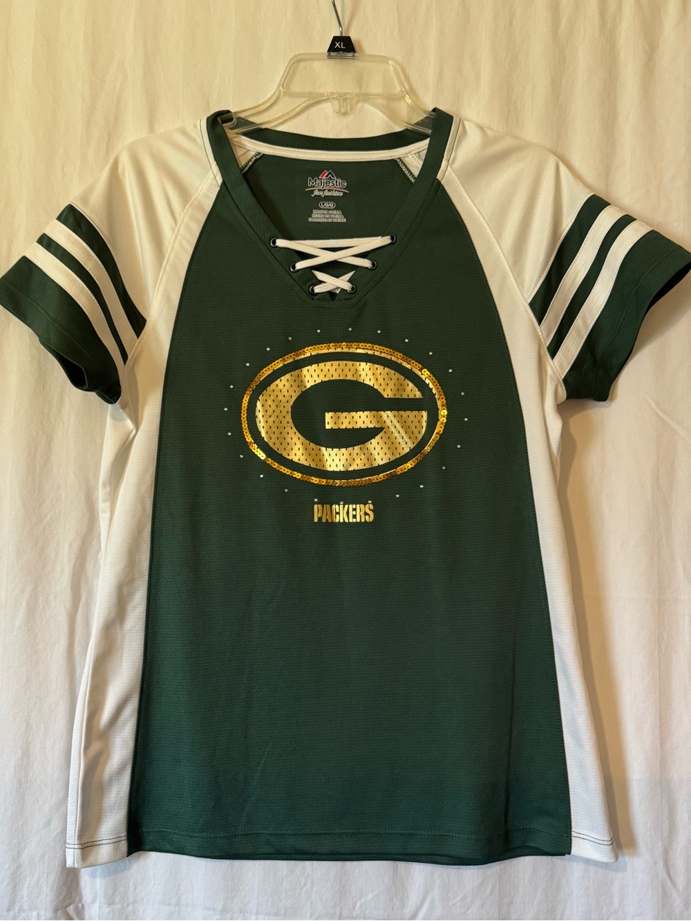Green Bay Packers Majestic Lace‑Up Jersey – Women’s Large